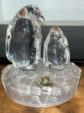 Oneida 24% Lead Crystal Glass PENGUINS Figurine Capri Collection Made in Italy